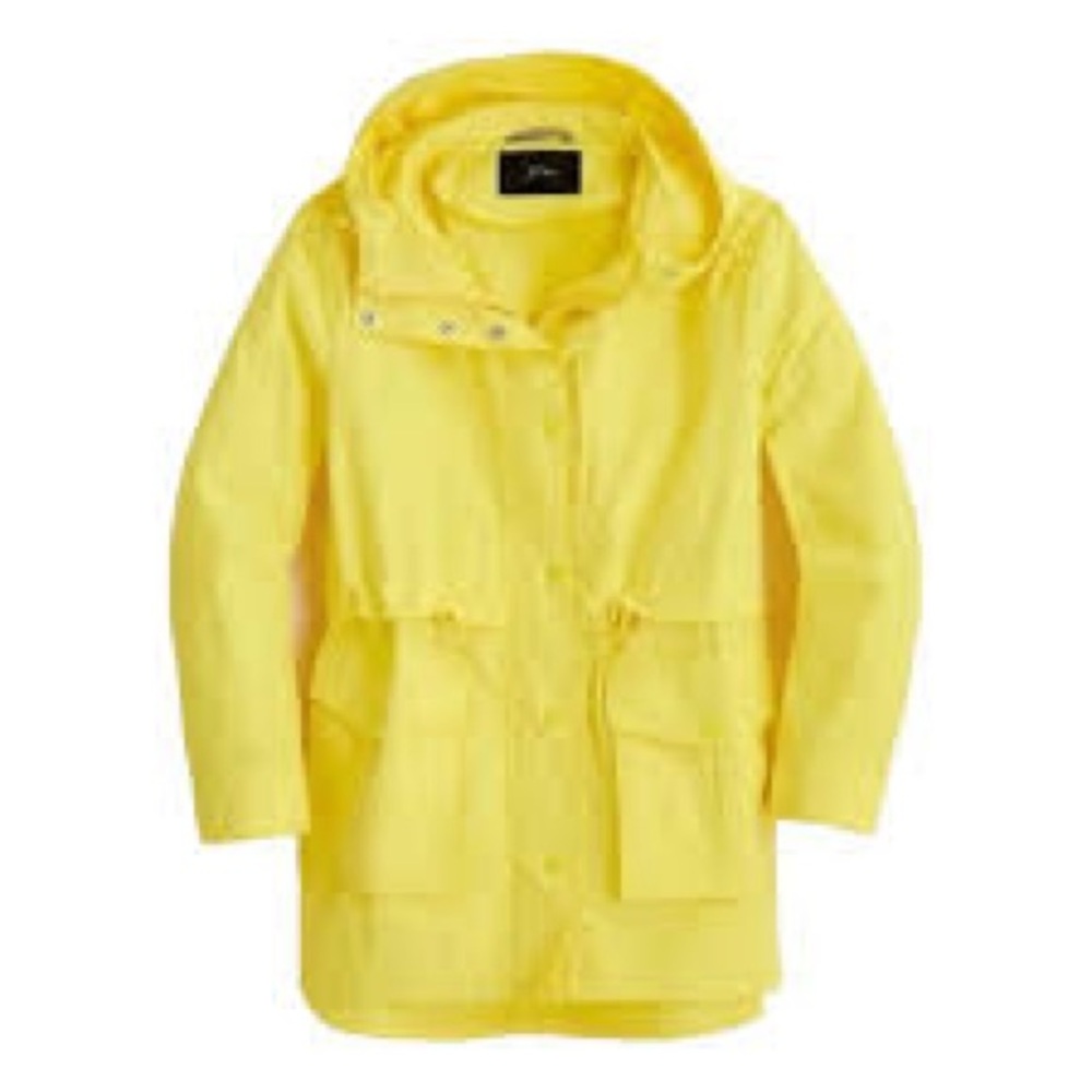 LIKE NEW JCrew Bright Yellow Hooded Raincoat